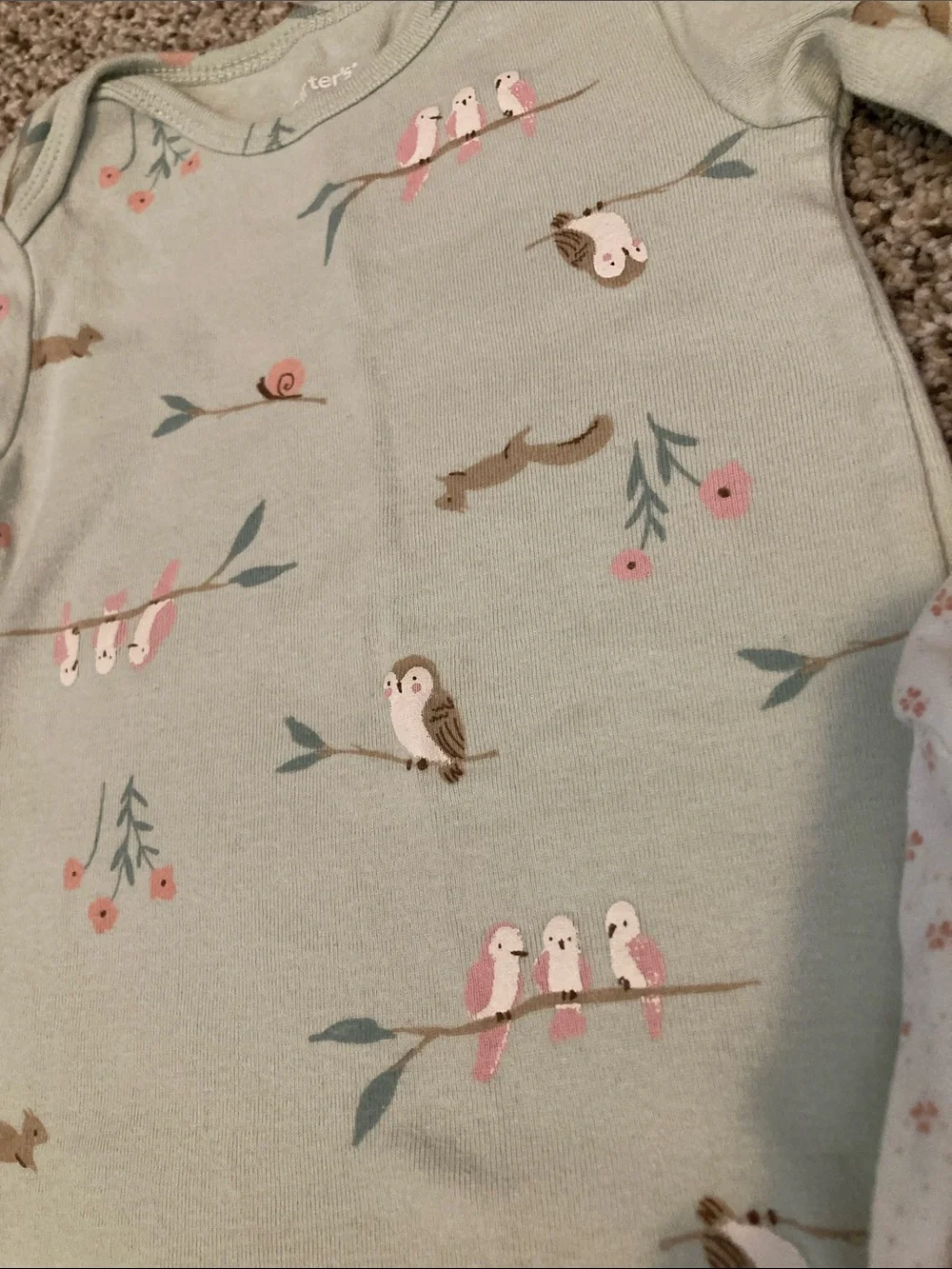 Baby Girls Long-Sleeve One-Piece Bodysuit Trio - Pink, Mint & Floral